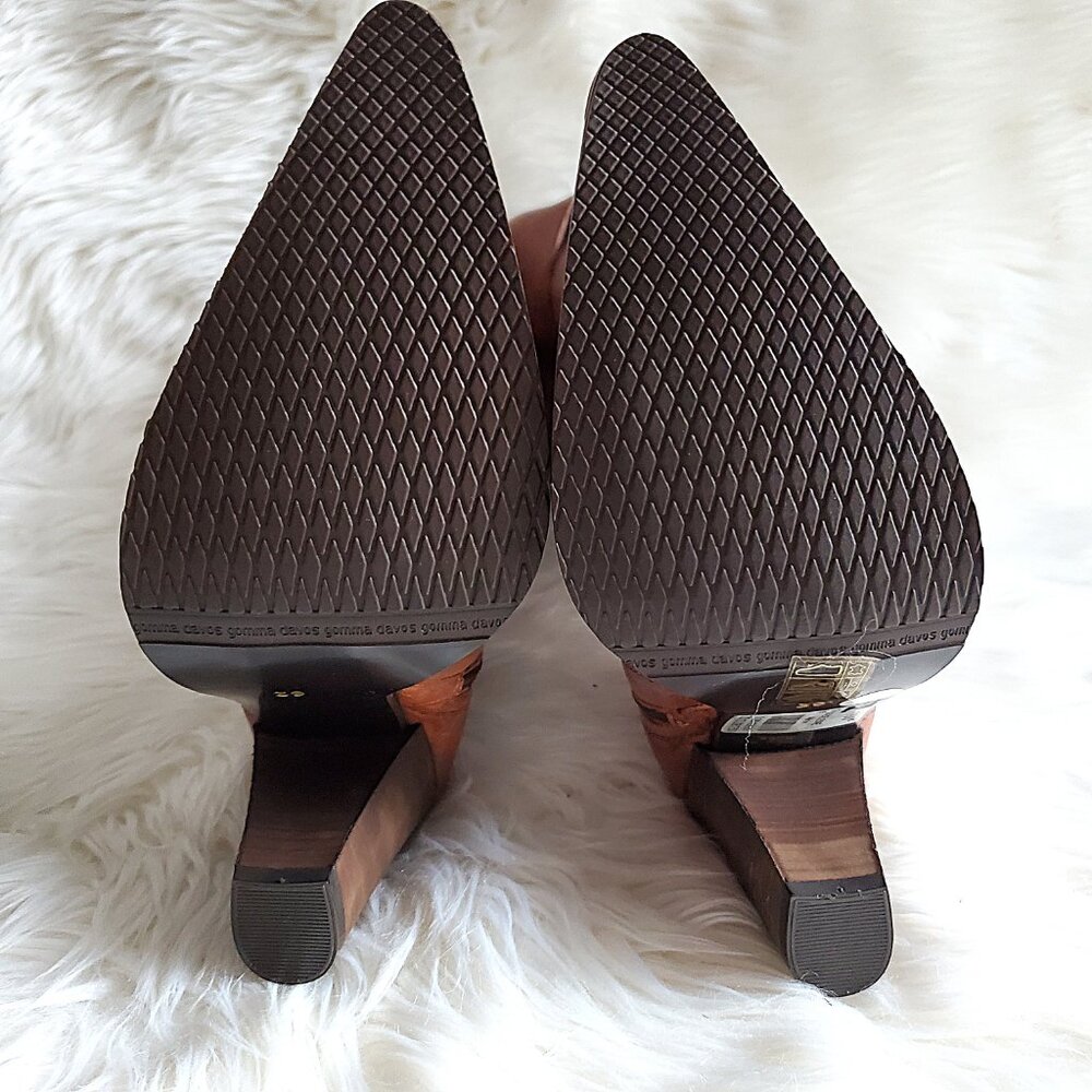 Andre' Cognac Leather Riding Studded Side Zipper Knee High Boot SZ 8 - Picture 8 of 16